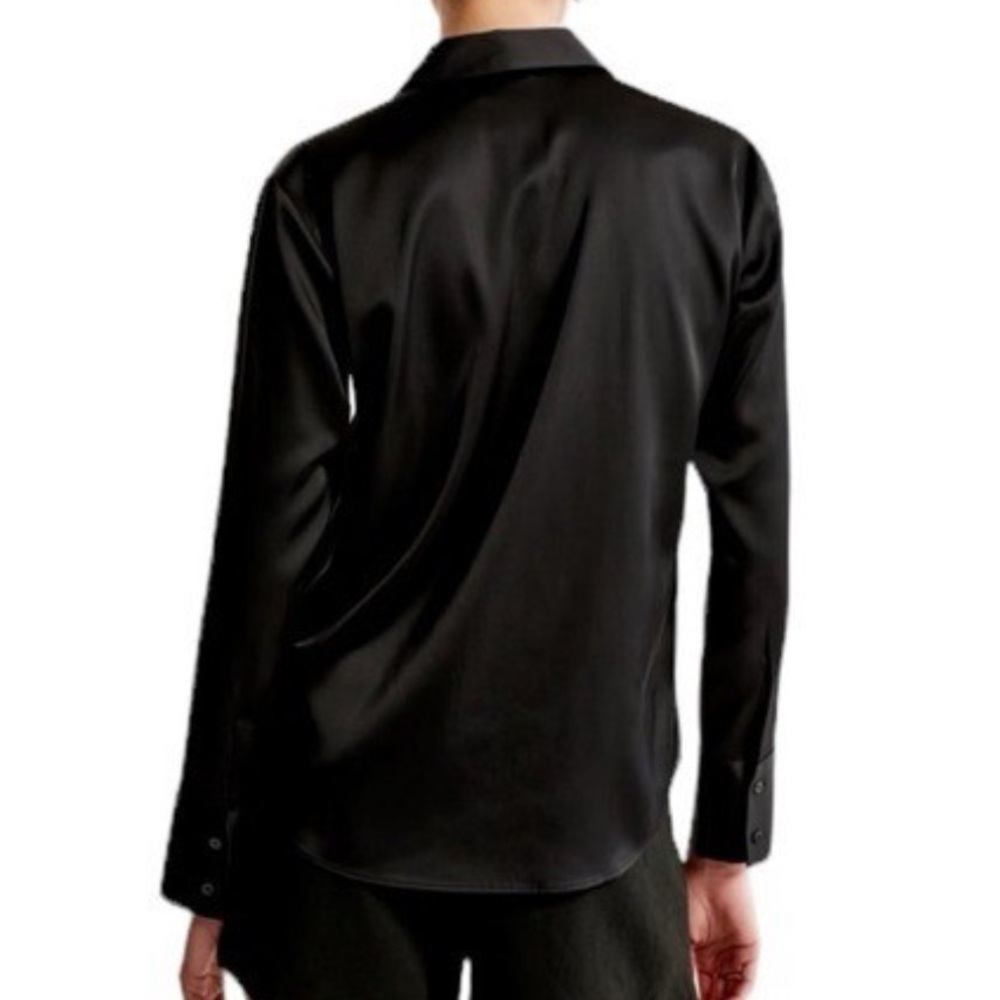 A&F Black Satin Button Down Blouse - Picture 5 of 11